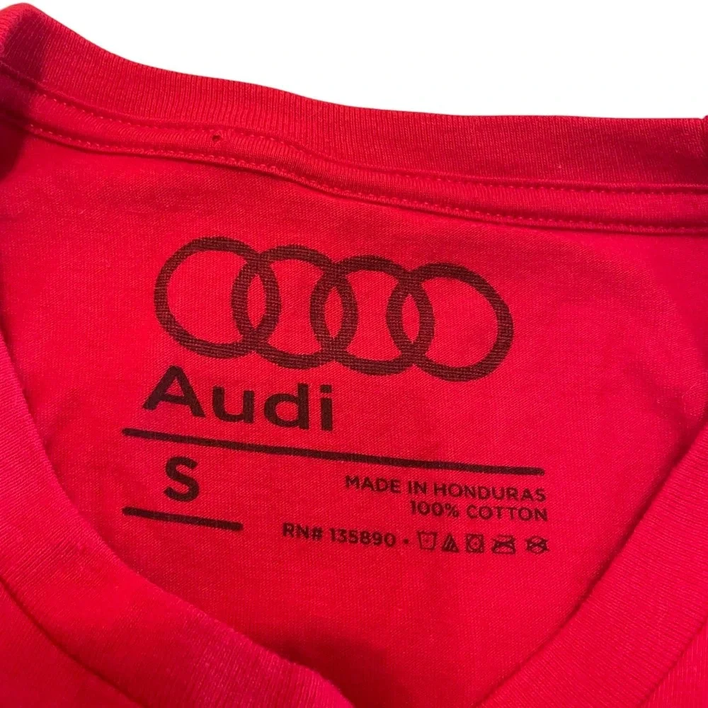 Audi Graphic Crew Neck with subtle Logo, Red T-Shirt Small, Short Sleeve, Cotton